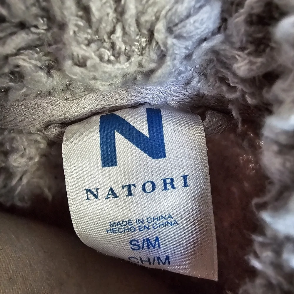 Natori Fuzzy Gray Pocket Cardigan Jacket